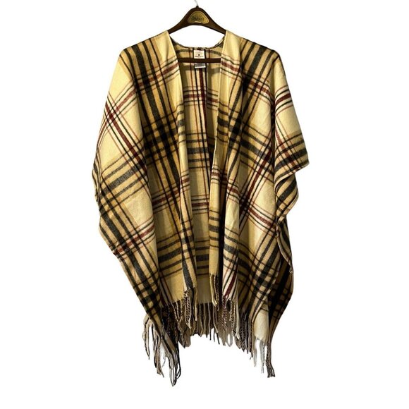 WOOLRICH Womens Poncho Shawl Wrap One Size Soft Fringe Cabincore Classic Western - Picture 1 of 5
